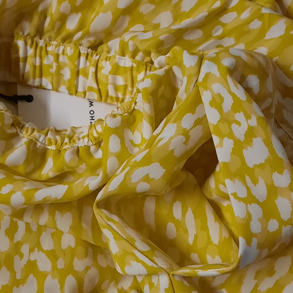 Who What Wear Citrus Leopard Print Skirt Women's Size Large Yellow Tiered - Picture 8 of 10